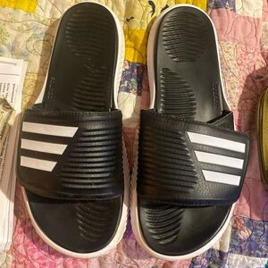 Adidas Black and White Slide Sandals